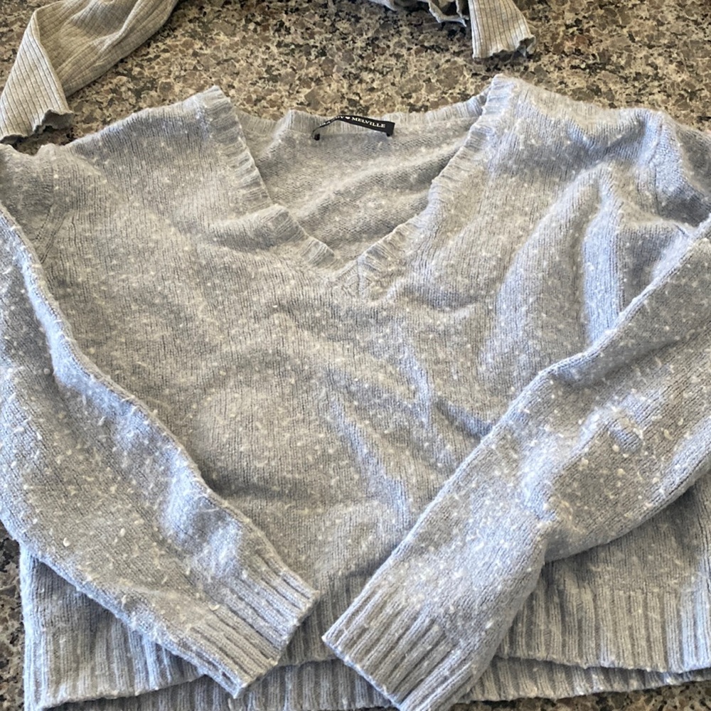 Cropped brandy Melville fuzzy sweater. Fits tighter. Meant to be cropped